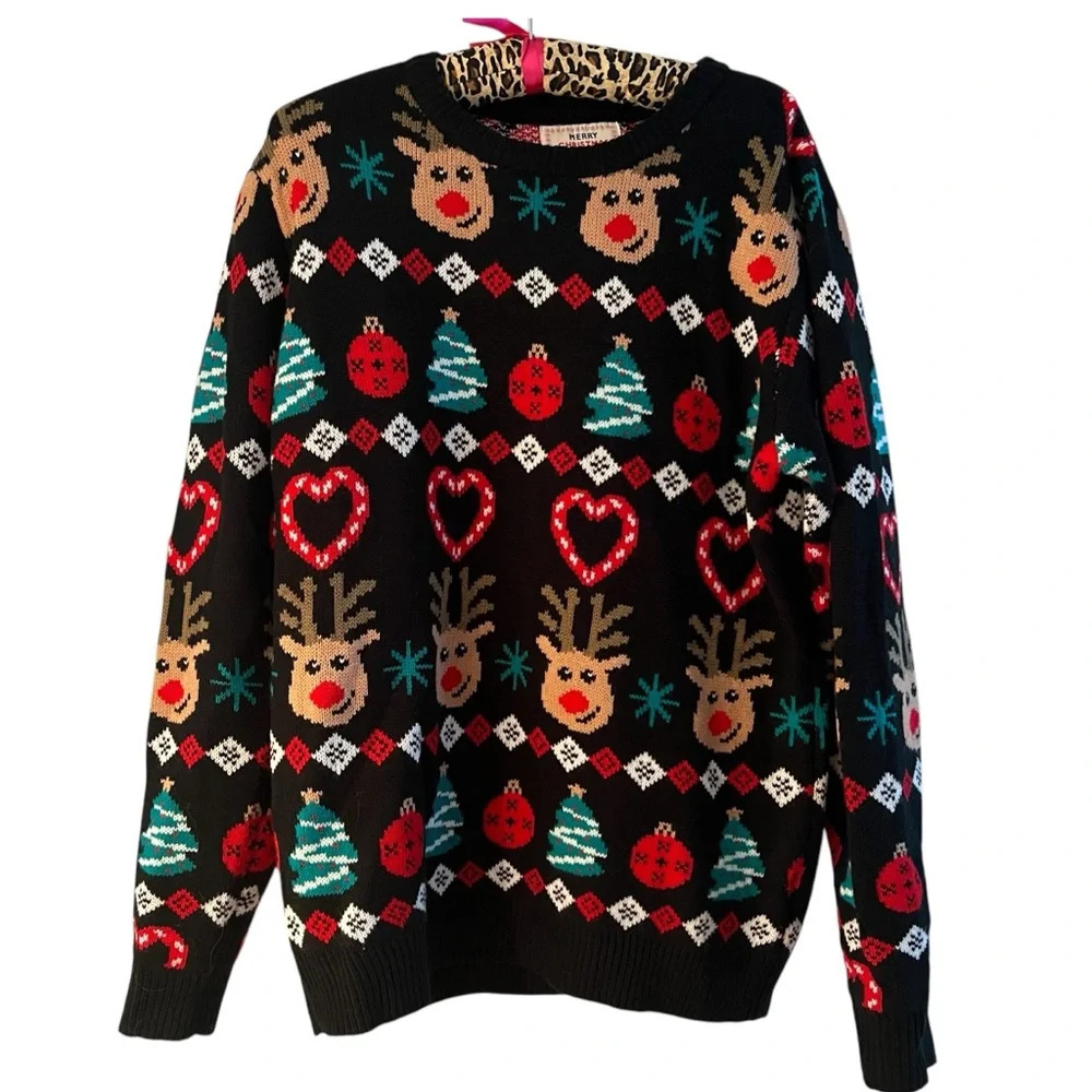 Women’s‎ Reindeer Knit Christmas Sweater Size XL